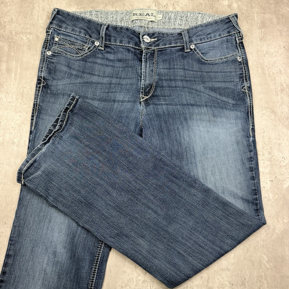 ARIAT Real Denim Women's 34R (Fits 34x32) Blue Bootcut Western Jeans Rodeo Work
